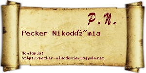 Pecker Nikodémia névjegykártya